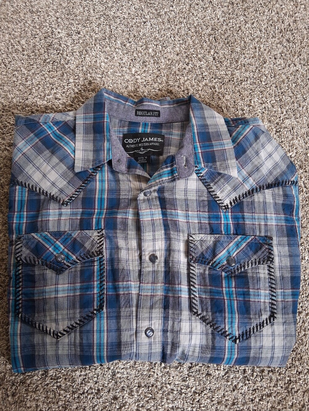 Cody James Blue Plaid Western Button-Down Shirt